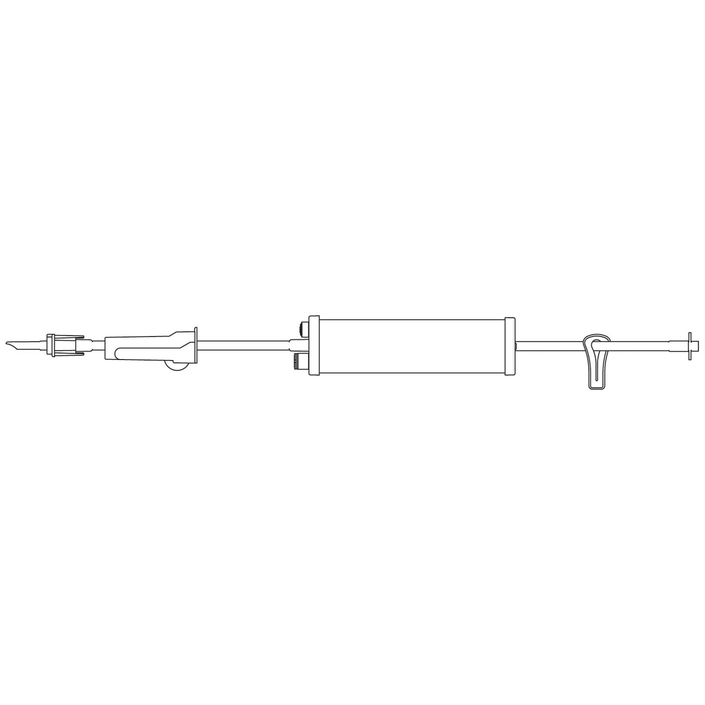 Add-On Admin Set, No Automatic Shutoff, Non-Vented Spike, Roller Clamp, 150mL Burette Chamber, Slide Clamp, Spike Adapter, Latex Free (LF), 3mL Priming Volume, 20"L, 20/cs (Rx) (Continental US+HI Only)