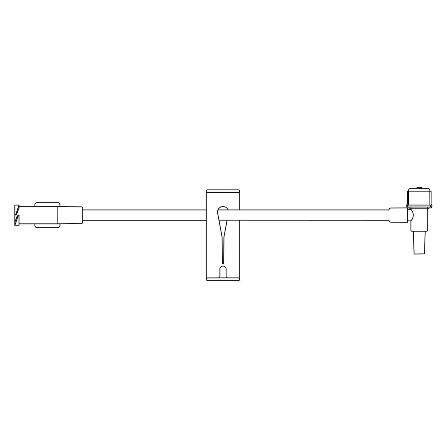 Small Bore T-Port Extension Set, Proximal Luer Lock Connection, Distal T-Fitting Luer Slip Connection, Latex Free (LF) Intermittent Injection Port, Slide Clamp, 0.7 mL Priming Volume, 5"L, 100/cs (Rx) (Continental US+HI Only)