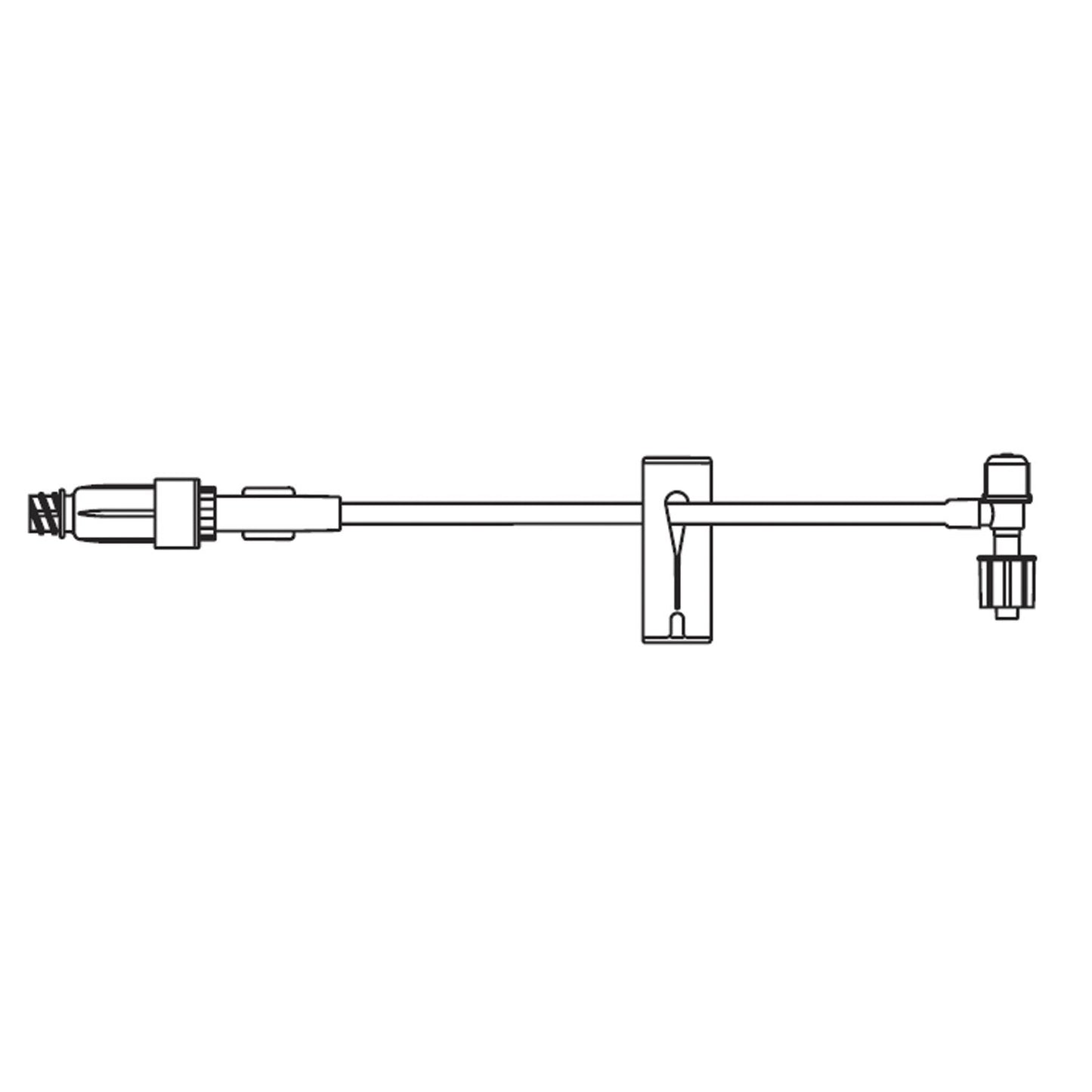 Standard Bore T-Port Extension Set, ULTRASITE Valve, SPIN-LOCK Connection, Slide Clamp, 1.3mL Priming Volume, 8"L, DEHP & Latex Free (LF), 100/cs (Rx) (Continental US+HI Only)