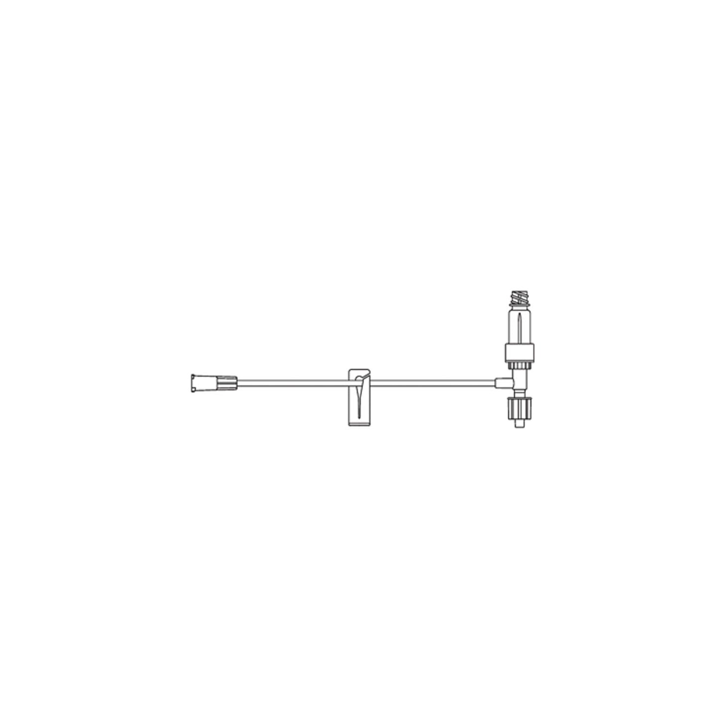 Standard Bore T-Port Extension Set, ULTRASITE Valve, Removable Slide Clamp, SPIN-LOCK Connector, DEHP & Latex Free (LF), 0.6mL Priming Volume, 5"L, 100/cs (Rx) (Item is Non-Returnable) (Continental US+HI Only, Excluding IN and ND)