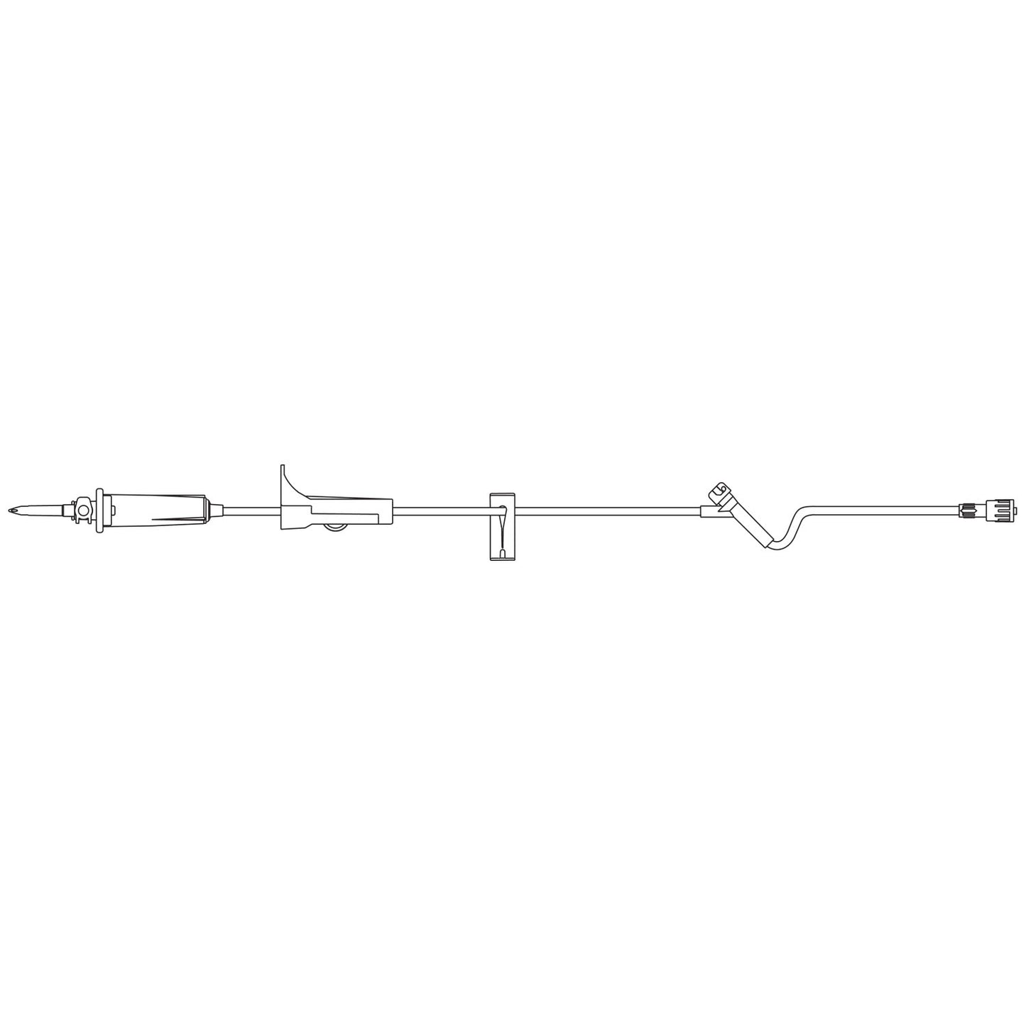 Admin Set, Universal Spike, SAFELINE Injection Site 26" Above Distal End, SPIN-LOCK Connector, 18mL Priming Volume, 105"L, 15 Drops/mL, Latex Free (LF), 50/cs (Rx) (Continental US+HI Only)