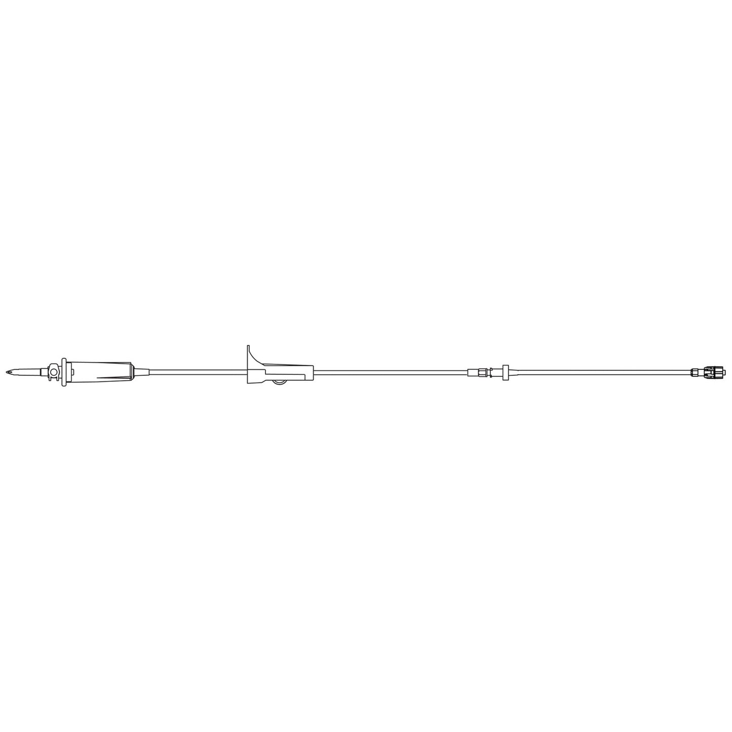 Universal Spike, Roller Clamp, Free Flow Protection (FFP) Device 28" Above Distal End, 15 Drops/mL, Spin-Lock Connector, DEHP & Latex Free (LF), 21mL Priming Volume, 108"L, 50/cs (Rx) (Item is Non-Returnable) (Continental US+HI Only, Excluding IN and ND)
