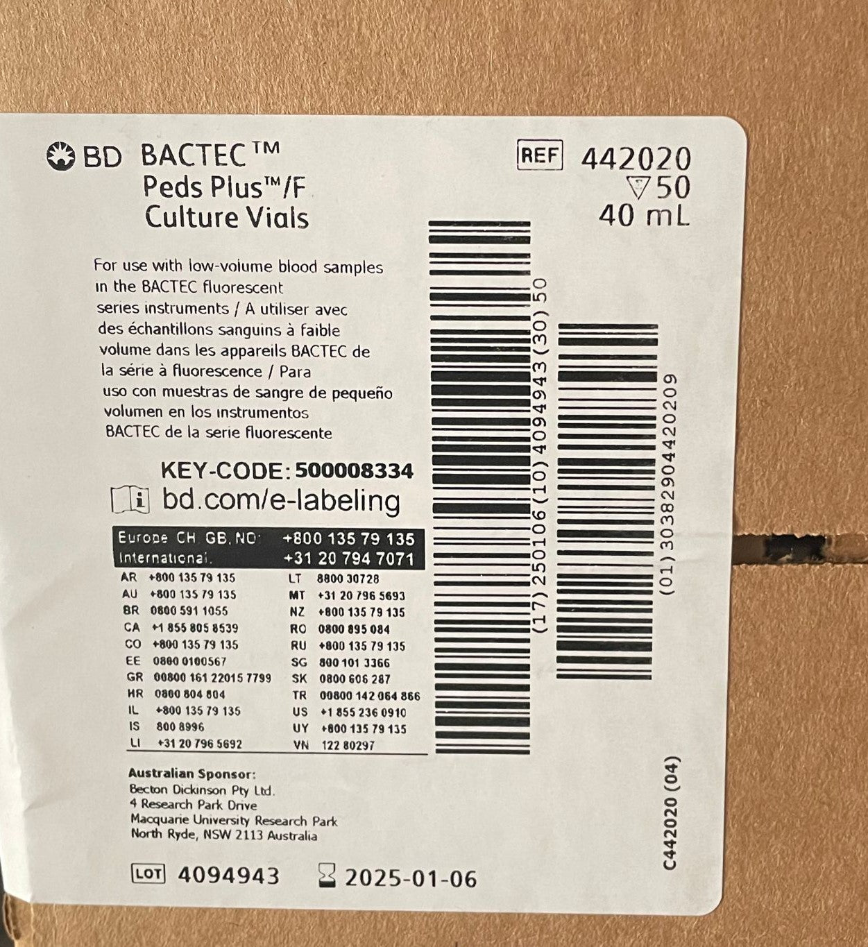 Peds Plus Medium, Plastic Culture Vial, 50/pk