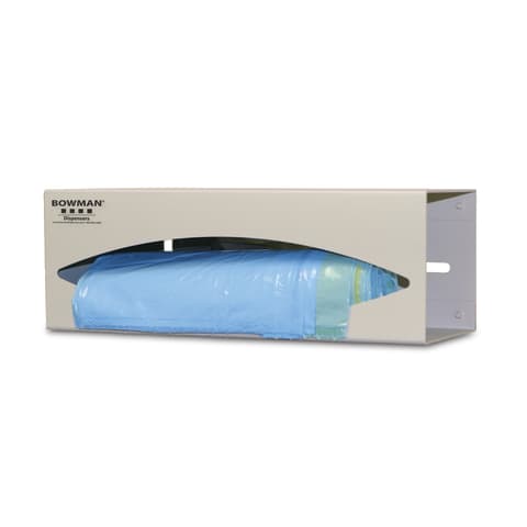 Bag Dispenser, Single, Holds Single Roll of Bags Up To 9.50" Long And 03.40," Two-Way Keyholes For Vertical Or Horizontal Wall mounting. Quartz Beige Powder-Coated Aluminum. 10.05"W x 3.50"H x 3.88"D