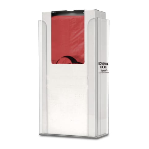 Bag Dispenser, Flat Pack Bio, Bulk, Holds 2 Boxes of Flat Pack Bio Bags, 2-Way Keyholes For Wall Mounting, Clear
