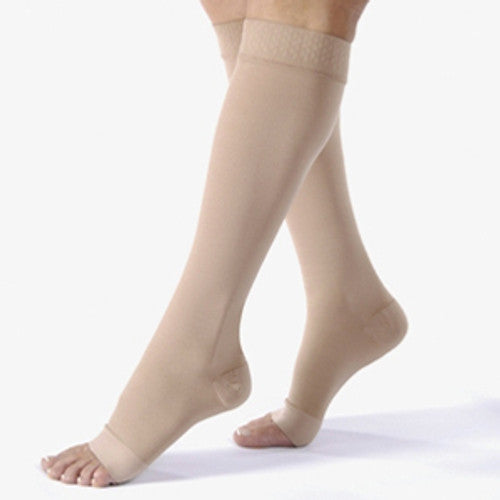 Compression Stocking, Knee Relief, 15-20mmhg, Open Toe, Large, Full Calf, Beige, 1/pr (Continental US Only)