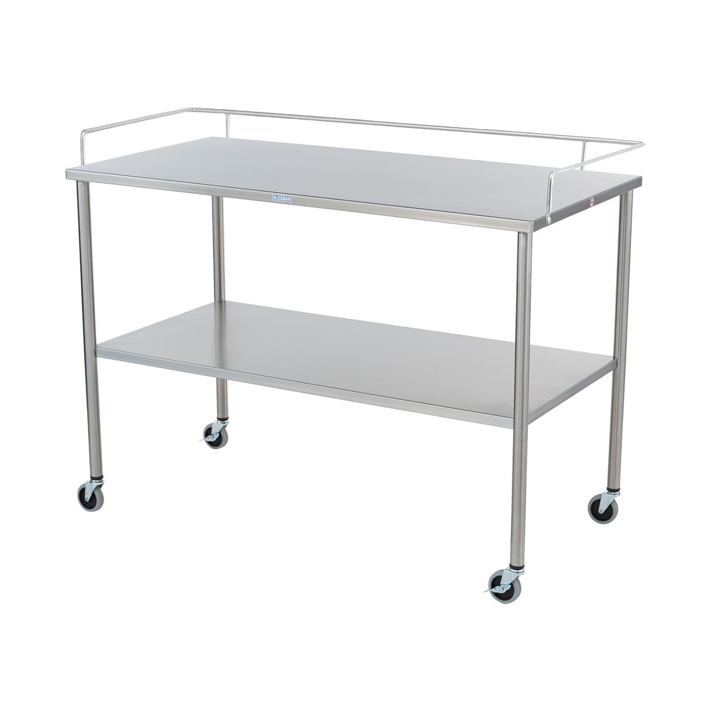 Howard Instrument Table 30"W x 34"H x 26"D On 3" Casters, Brake, 3 Sided Guardrail (DROP SHIP ONLY)