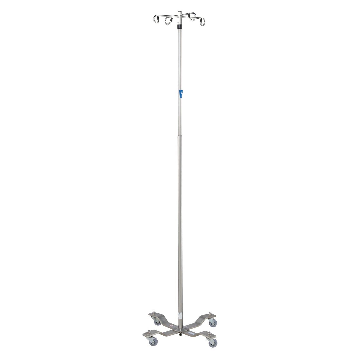 IV Stand, 4 Hook, Thumb Operated Slide Lock, 4 Leg, 21 1/4" Diameter Stainless Steel Low Center of Gravity Welded Base (DROP SHIP ONLY)