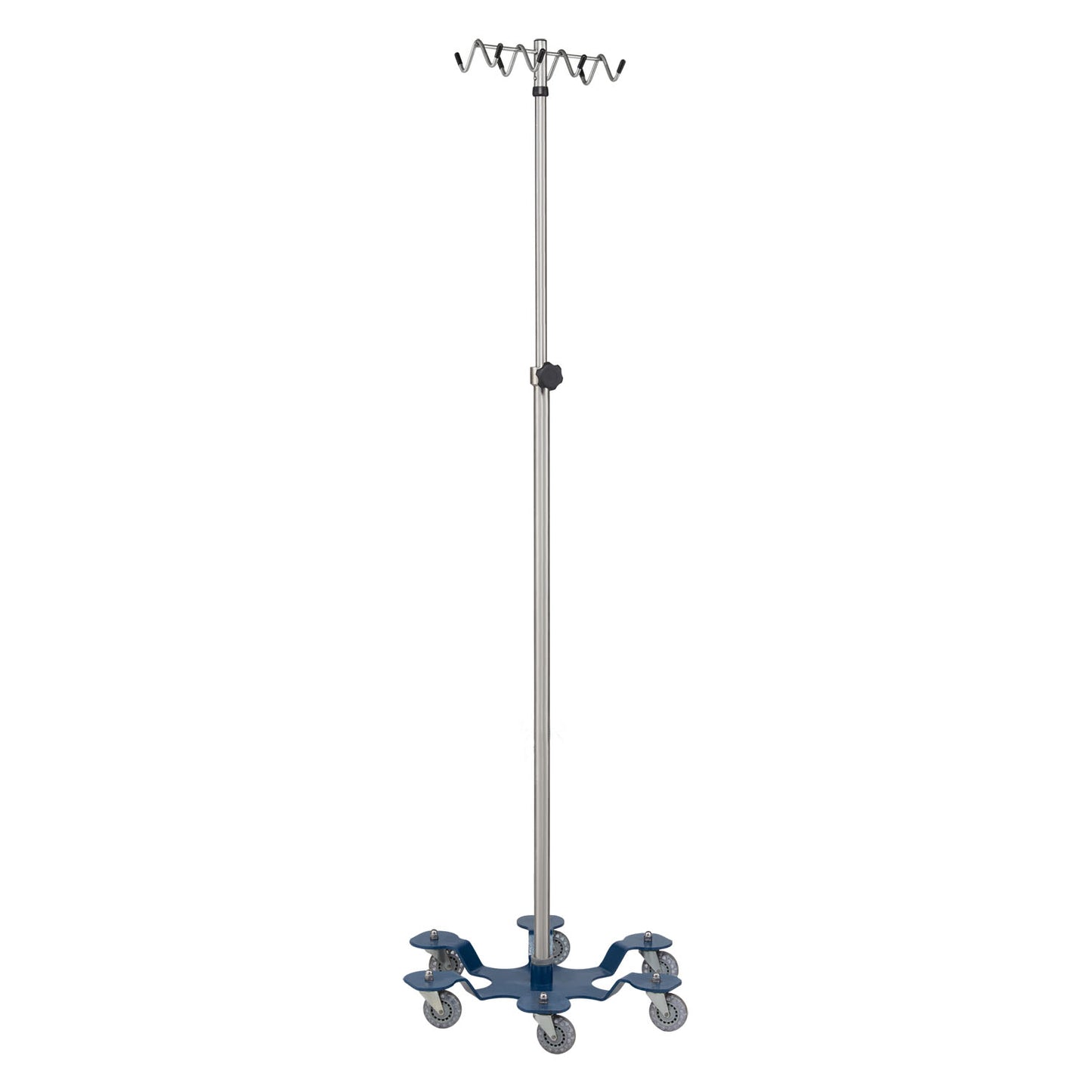 IV Stand, Heavy Duty, Rake Hook, 6 Leg, Powder Coated Low Center of Gravity Base Stainless Steel (DROP SHIP ONLY)