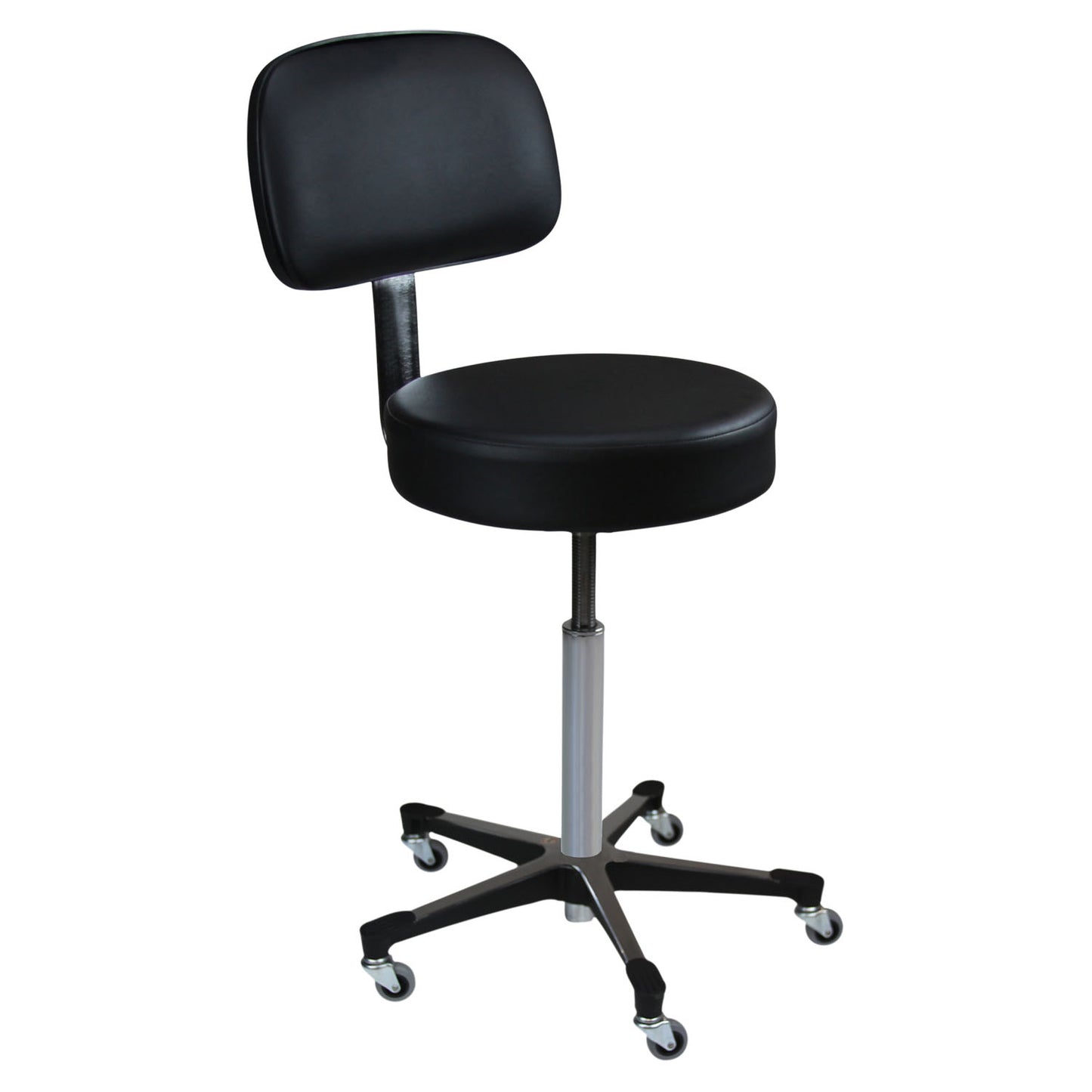 Exam Stool 1113, Black, (5) Leg, Black Composite Base, Backrest (DROP SHIP ONLY)