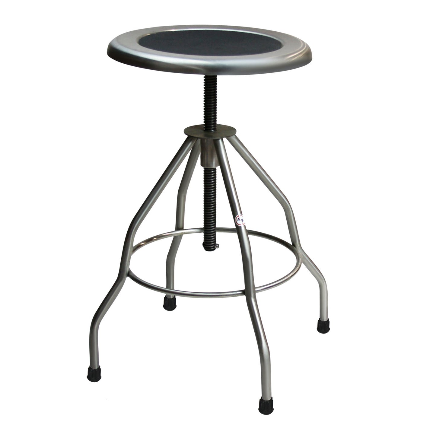 Clifton Revolving Stool, 15" Diameter, Stainless Steel Seat, (4) Leg, Crutch Tips (DROP SHIP ONLY)