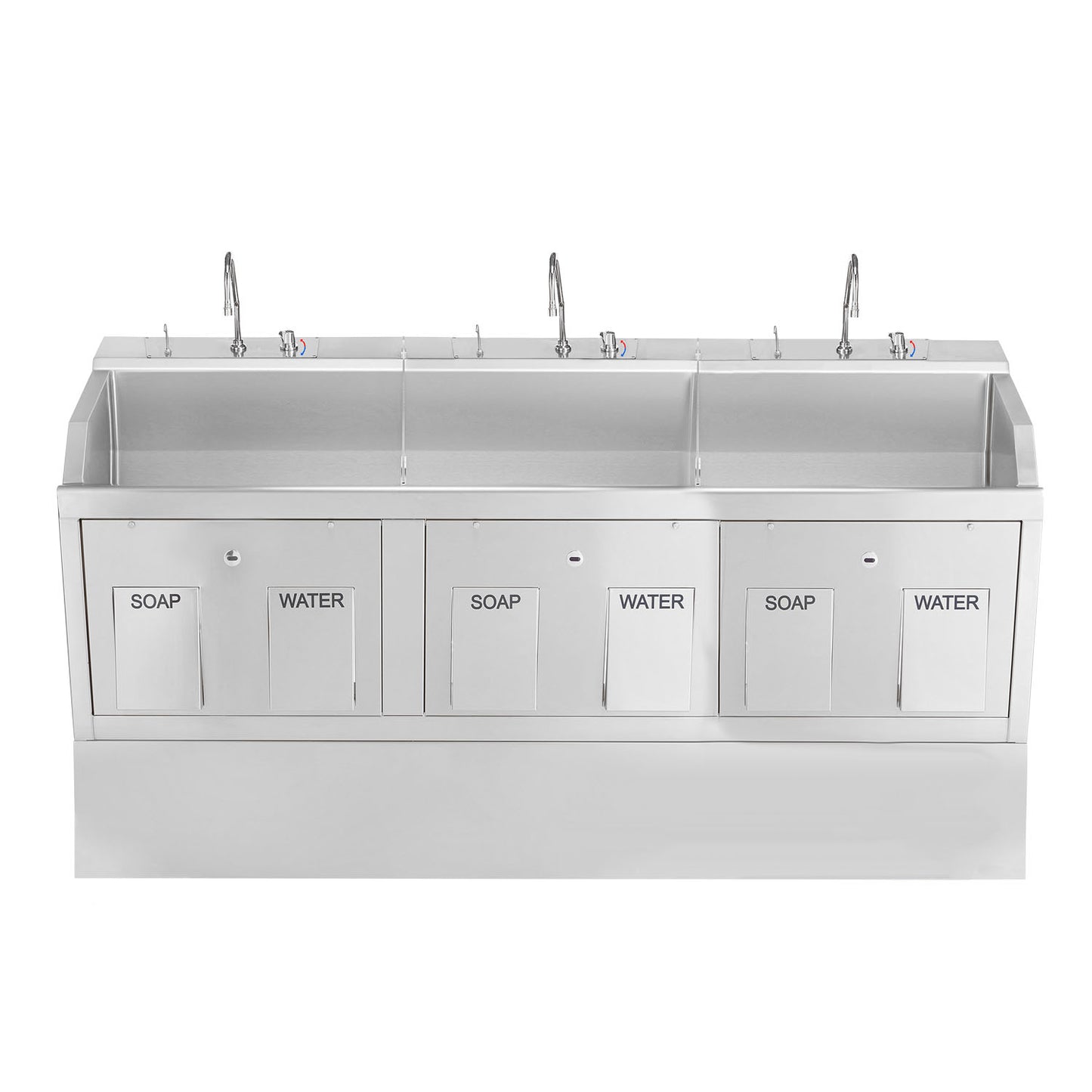 Lodi Scrub Sink, (3) Place, Pedestal Mounted, Knee Action Control, Soap Dispenser, Infrared Water Control (DROP SHIP ONLY)
