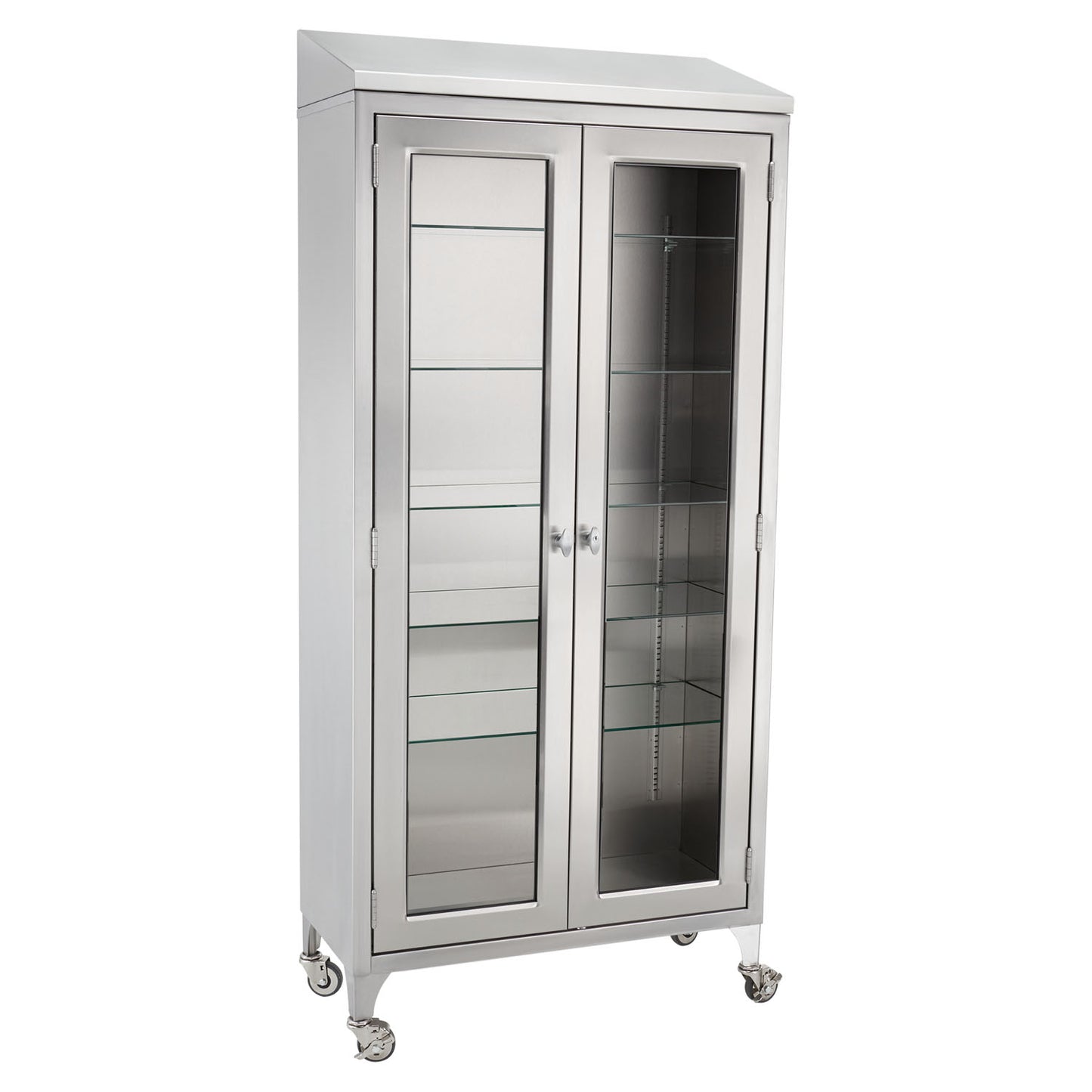Paul Cabinet 35 5/8"W x 79 1/4"H x 16"D, (5) Glass Shelves, (2) 3" Casters, Brake (DROP SHIP ONLY)