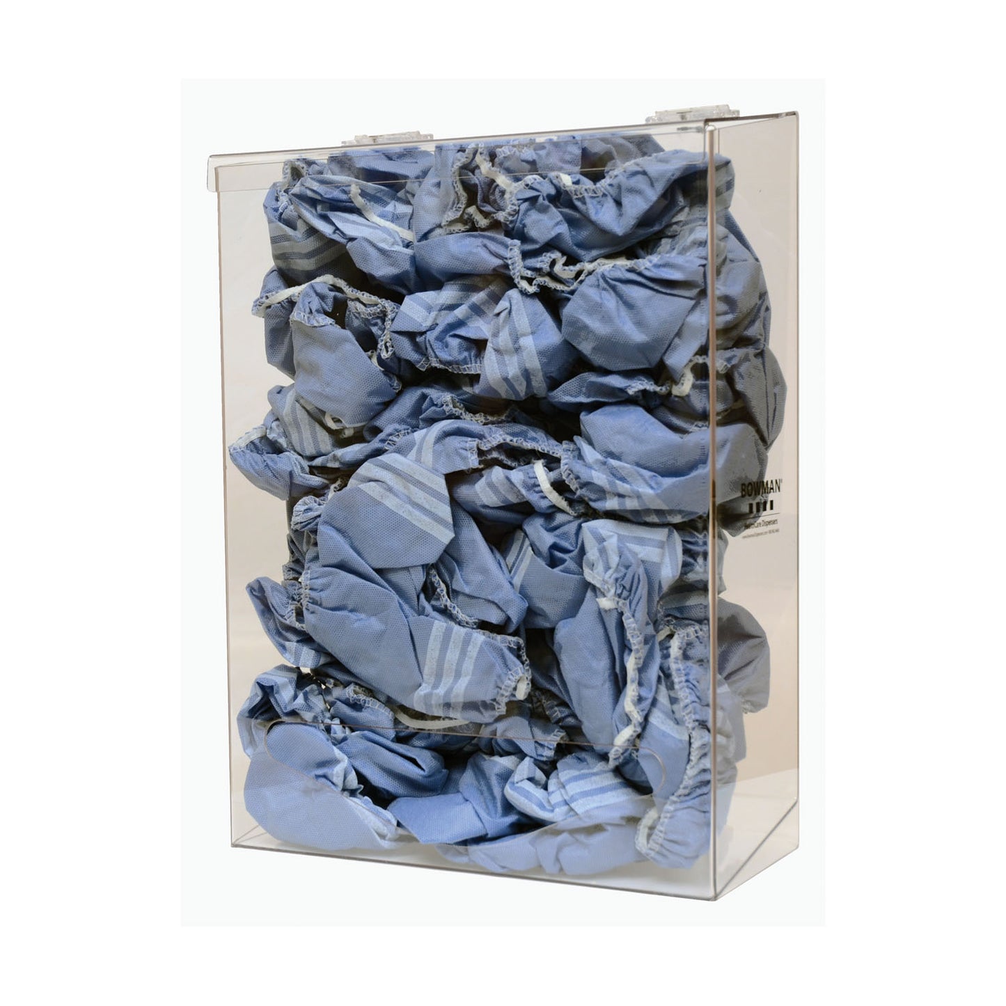 Bulk Dispenser, Tall Single Bin, Holds a Variety of Protective Apparel in Bulk, Single Compartment with Hinged Lid, Opening at Front Bottom, Keyholes For Wall Mounting, Clear PETG Plastic, 12_"W x 17"H x 5 13/16"D (Made in USA)