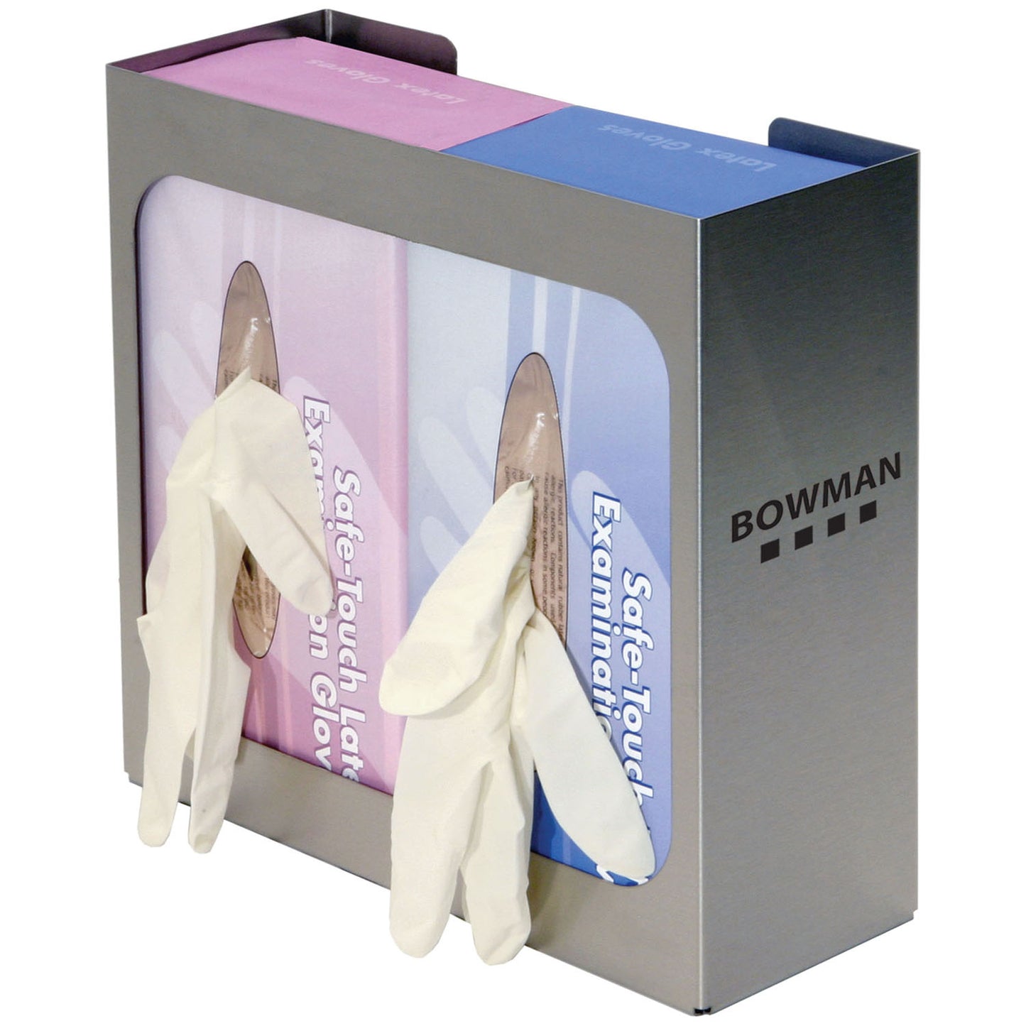 Glove Box Dispenser, Holds Two Boxes of Gloves, Two-Way Keyholes For Vertical or Horizontal Wall Mounting, Stainless Steel, 10 9/16"W x 10 1/16"H x 3 13/16"D (Made in USA)
