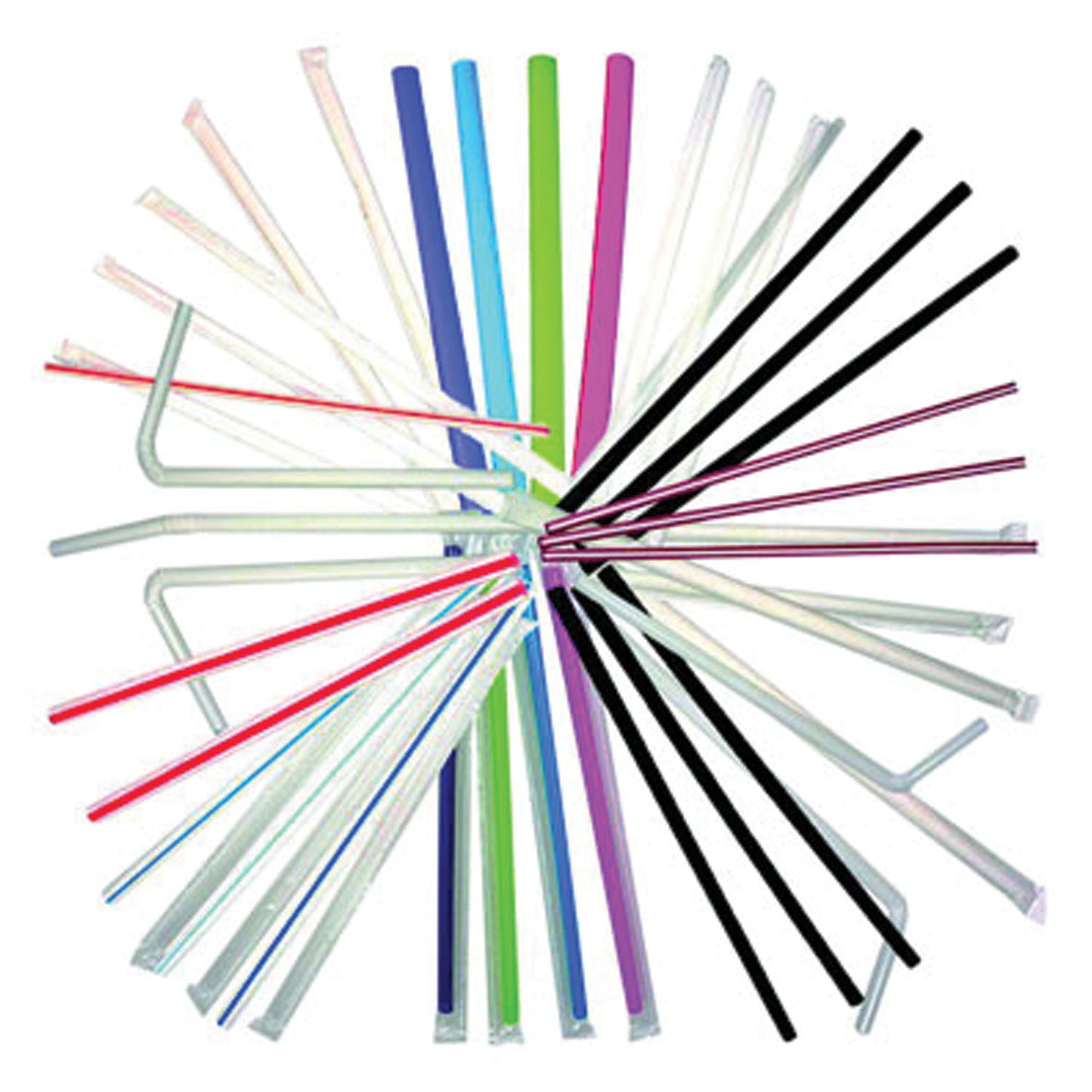 White Flex Jumbo Straws, 7_", Wrapped, 400/slv, 25 slv/cs