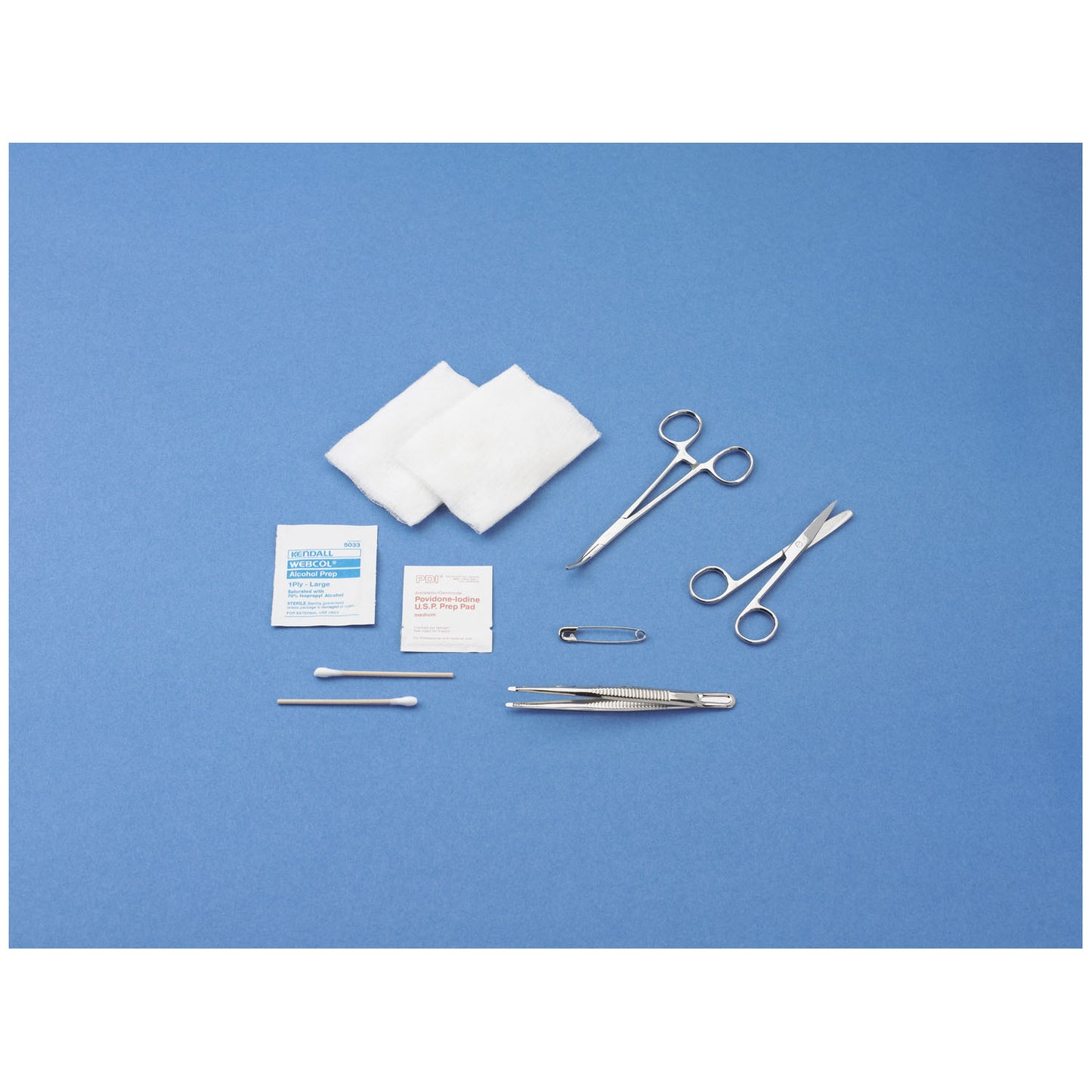 General Purpose Tray, Kelly Hemostat (curved) & Sharp/ Blunt Scissors, Sterile, 20/cs (US Only)