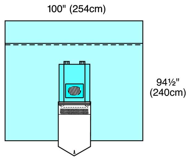 Neurological Drape, Impervious Reinforcement, 35" x 28 1/2", X-Large Fluid-Control Pouch with Drawstring, Oval Fenestration with Incise 11" x 7", Cord-holding Tabs, Sterile, 8/cs (Continental US Only)