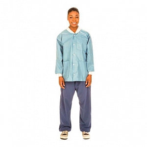 Lab Jacket, SMS, Disposable, Knit Collar, Hip Length, Snap Closure, Pockets, Blue, X-Large, 10/pk, 10 pk/cs (Continental US Only)