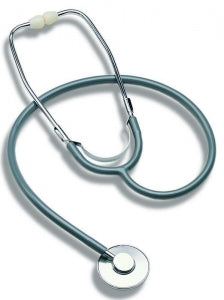Stethoscope, Plastic with Anodized Aluminum Chest Piece, Pediatric, Light Blue, Single-Use, 10/bx, 10 bx/cs (Continental US Only)