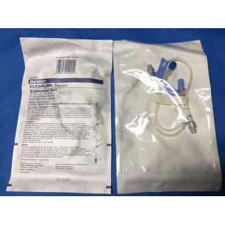 Extension Set, (2) Clearlink Luer Activated Valves, Male Luer Lock Adapter with Retractable Collar, 3.3 ml, 20" Length, Non-Pyrogenic, Contains DEHP, Sterile, 48/cs (Rx) (Continental US Only) (Product Access Restricted. Check with your sales rep to verify eligibility)
