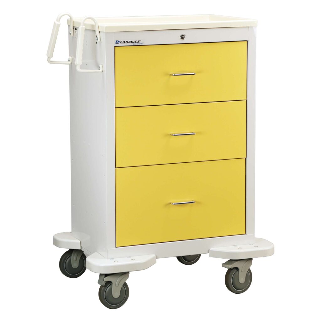 Cart, 3 Drawer, Drawer Configuration: (2) 9", (1) 12", Key Lock, 46_"H x 25"D x 32"W, Solid Red (DROP SHIP ONLY)