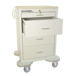 Cart, 4 Drawer, Drawer Configuration: (1) 3", (3) 9", Key Lock, 46_"H x 25"D x 32"W, Two Tone Red (DROP SHIP ONLY)