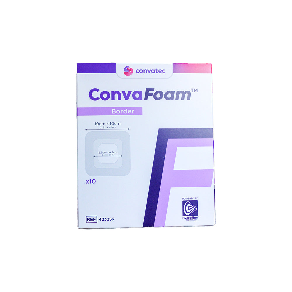 Border Adhesive Silicone Hydrofiber Foam Dressing 4x4", 10/bx (10x10cm) (Continental US Only)