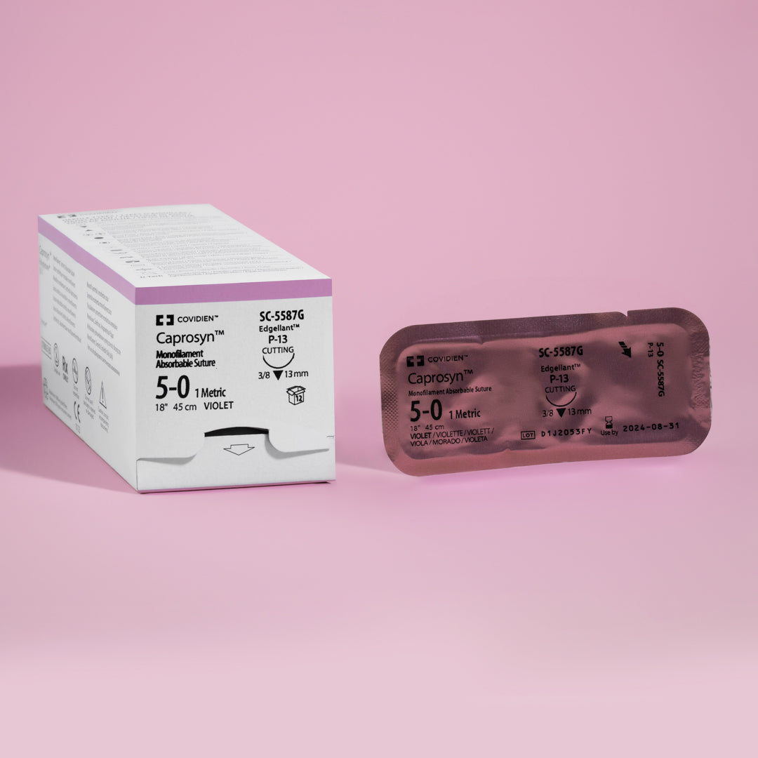 Suture, Premium Reverse Cutting, Size 5-0, Violet, 18", Needle P-13, 3/8 Circle, 1 dz/bx (Continental US Only)