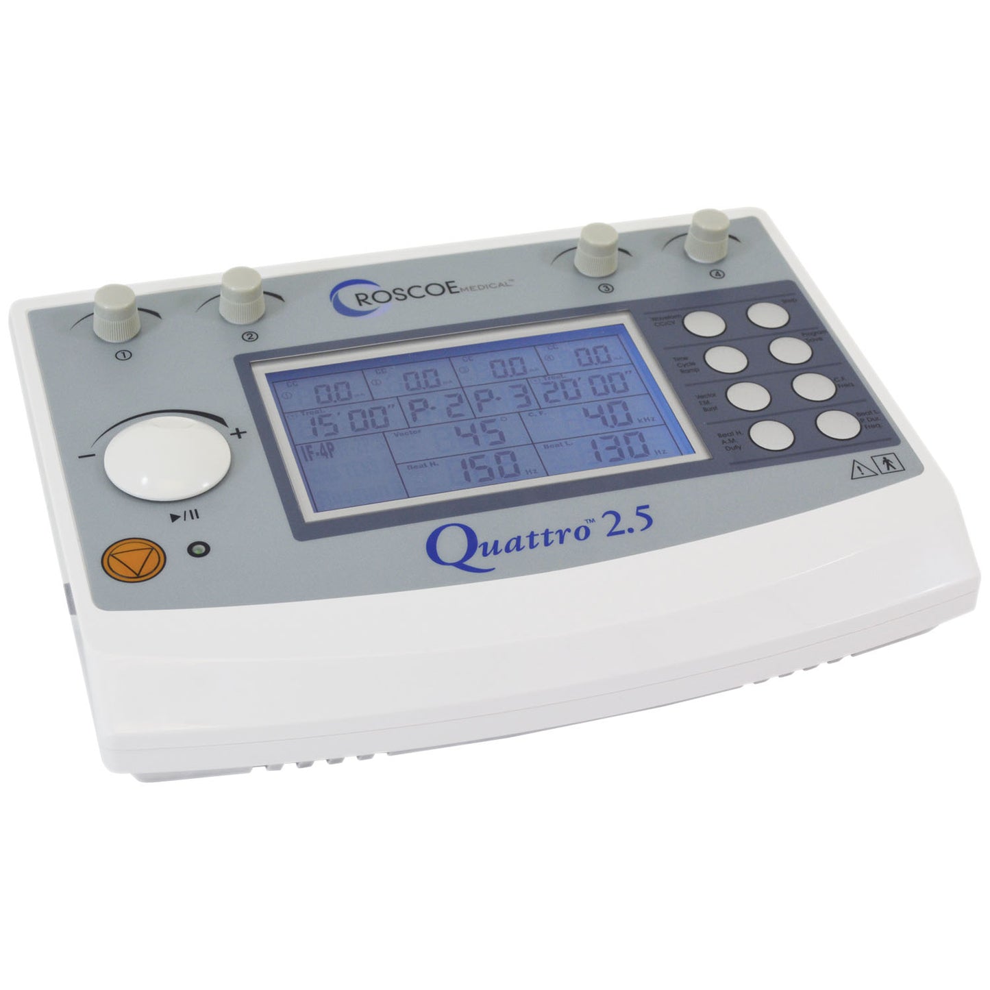 Electrotherapy Device, Includes: Device, Either Sets of Electrodes, Eight Sets of Rubber Electrodes with Sponges, Four Elastic Straps, Four Sets of Lead Wires, Two Connector Cables, Power Cord, and User Manual with Preset Protocol Guide, Basic Assembly Required, 2 Year Warranty