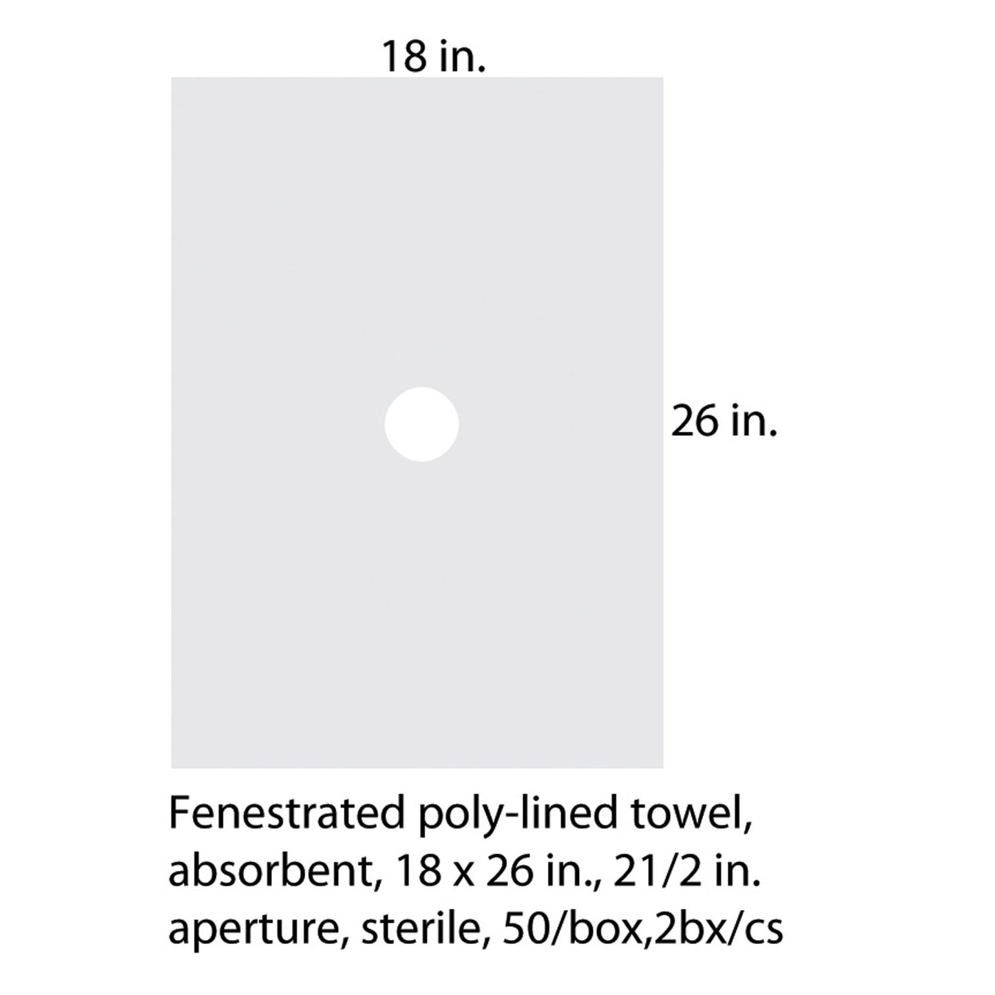 Towel, OR, Poly-Lined, Absorbent, 2 3/4 Circular Fenestration, 18 x 26, Sterile, 50/bx, 2 bx/cs (Continental US Only)