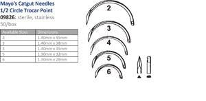 Suture Needle, Mayo's, Catgut, Sterile, 1/2 Circle, Trocar Point, Size 2, 2/pk, 25 pk/bx (DROP SHIP ONLY)