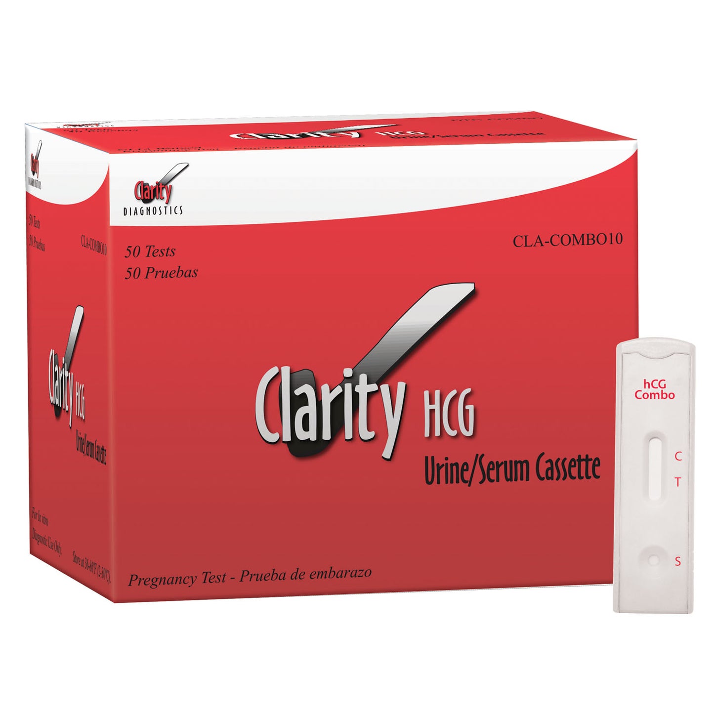 Clarity HCG Combo 10/20 Cassette, CLIA Waived, For Urine and CLIA Moderate for Serum, 50/bx Buy 2 Boxes of CLA-COMBO10 (Each Containing 50 Combo 10/20 Urine/Serum Cassettes) and Get 1 Free, 4/cs (Labs and Hospitals)