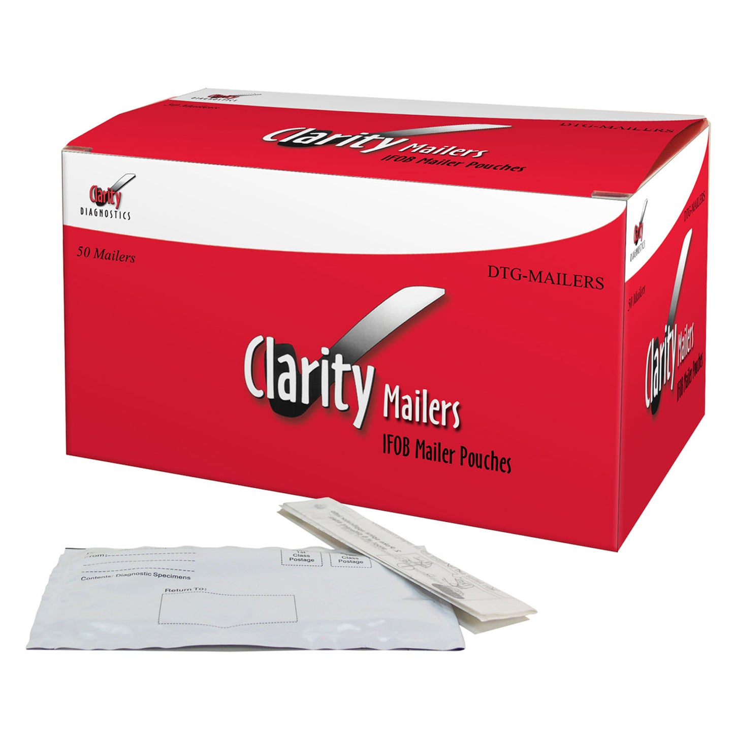 Clarity Specimen Collection Mailer Kit, Includes: (50) Envelopes, (50) Collection Papers, (50) Instruction Sheets, For Use with Clarity FIT Testing Kits, 50/bx