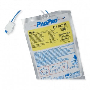 Electrode, Adult, Radiotransparent Pads, with Large-Posterior Pad, 9" x 6", 48" Leadwire, 1 pair/pouch, 10 pouches/cs