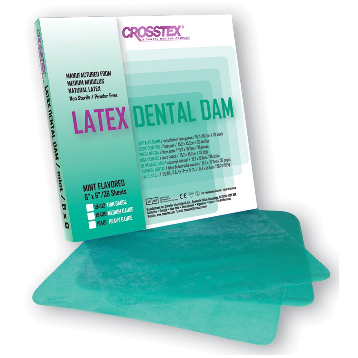 Dental Dam, Heavy, Green, 6" x 6", Mint, 36 sheets/bx