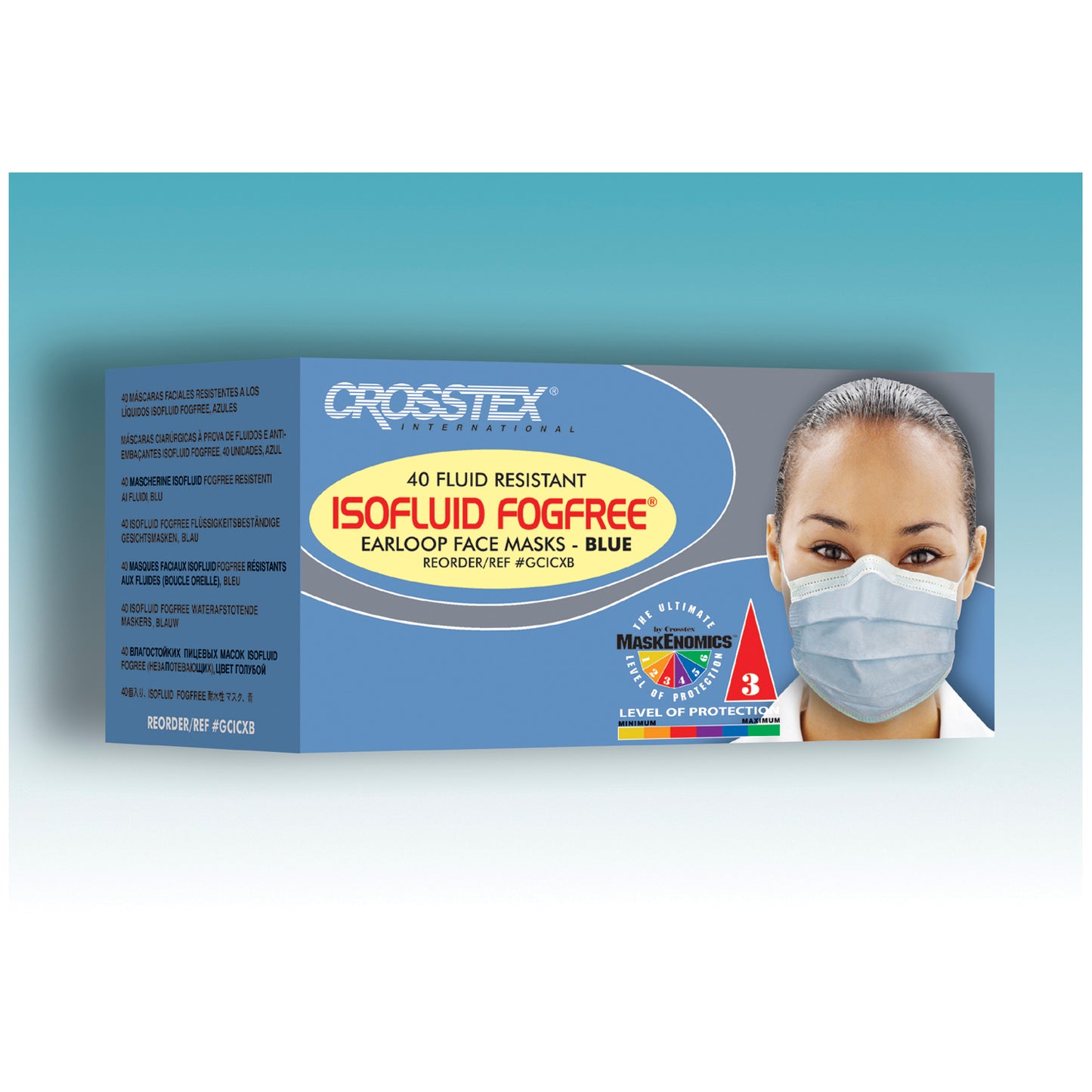 ASTM Level 1 Mask, Latex Free (LF), Turquoise, 40/bx, 10 bx/ctn