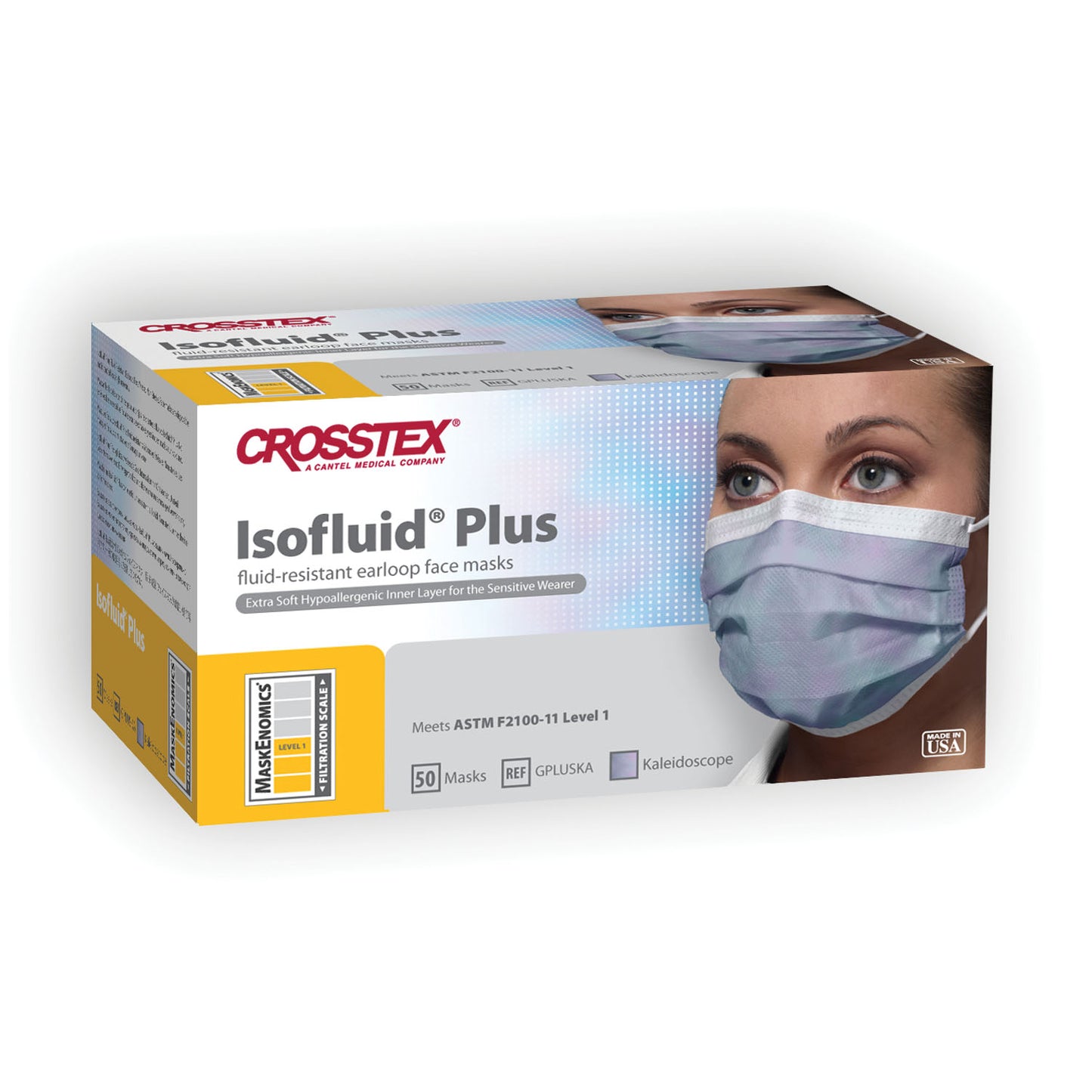 ASTM Level 1 Mask, Latex Free (LF), Kaleidoscope, 50/bx, 10 bx/ctn (18 ctn/plt)