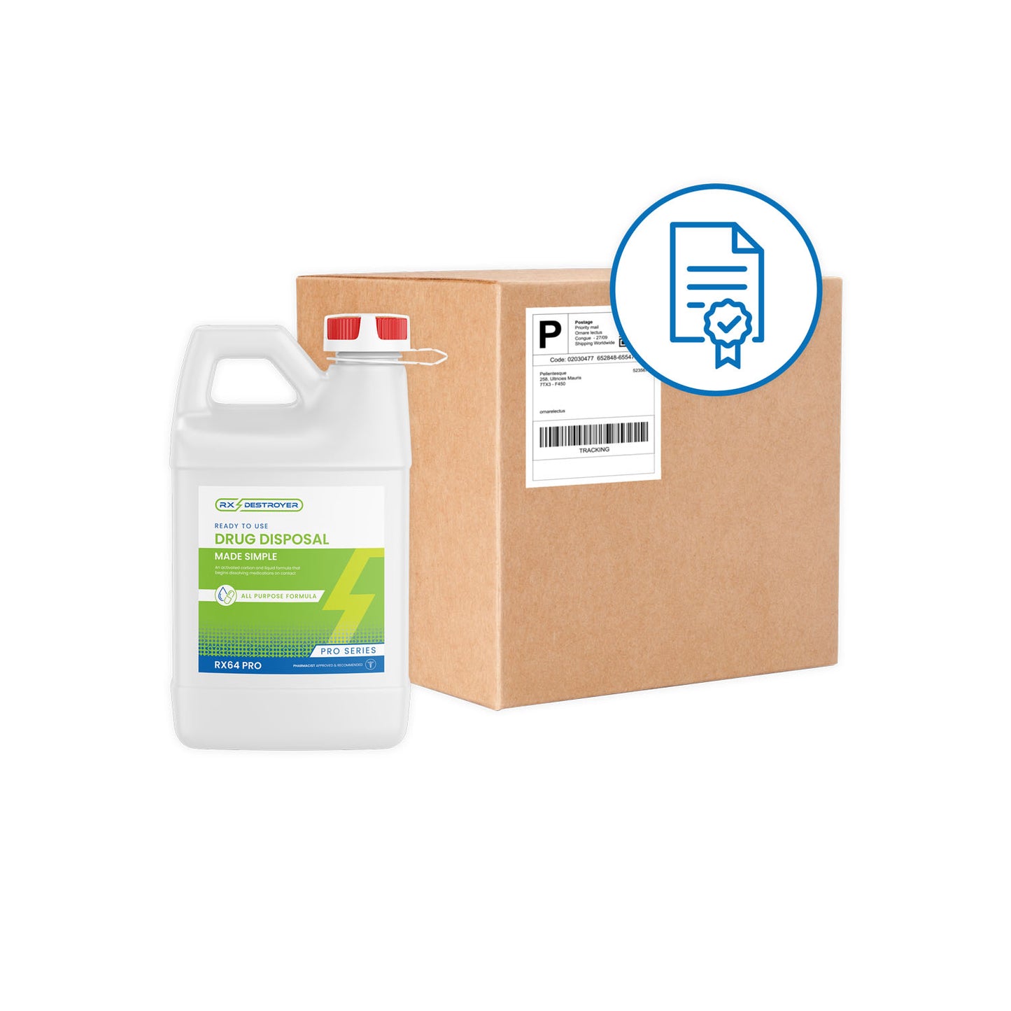 Rx Destroyer Pro Serices, All-Purpose, 64zo Bottle, Tethered Cap & View Guage, 4 btl/cs (Must Provide End User Contact Name, Email Address, and Phone # When Ordering)