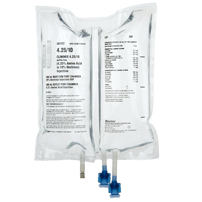 Clinimix Injection, 4.25% Amino Acid in 10% Dextrose, Sulfite-Free, 1000 ml, Clarity Dual Chamber Container, 6/cs (Rx) (Continental US Only) (Product Access Restricted. Check with your sales rep to verify eligibility) <Strong style="color:red">Max weekly quantity allowed: 10</Strong>