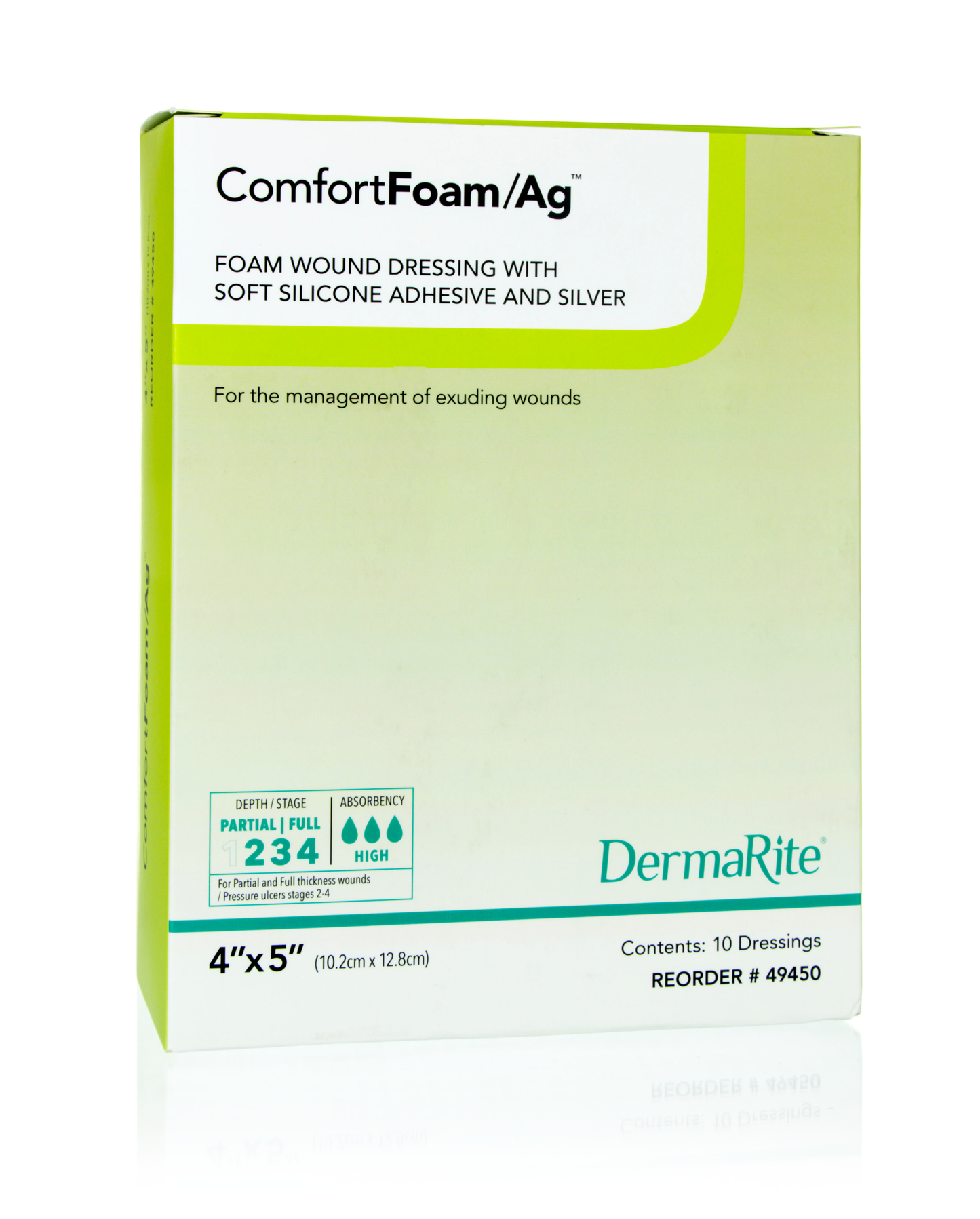 Wound Dressing with Ag, 4" x 5", Non-Border, 10/bx (Products cannot be sold on Amazon.com or any other 3rd party site) (US Only)