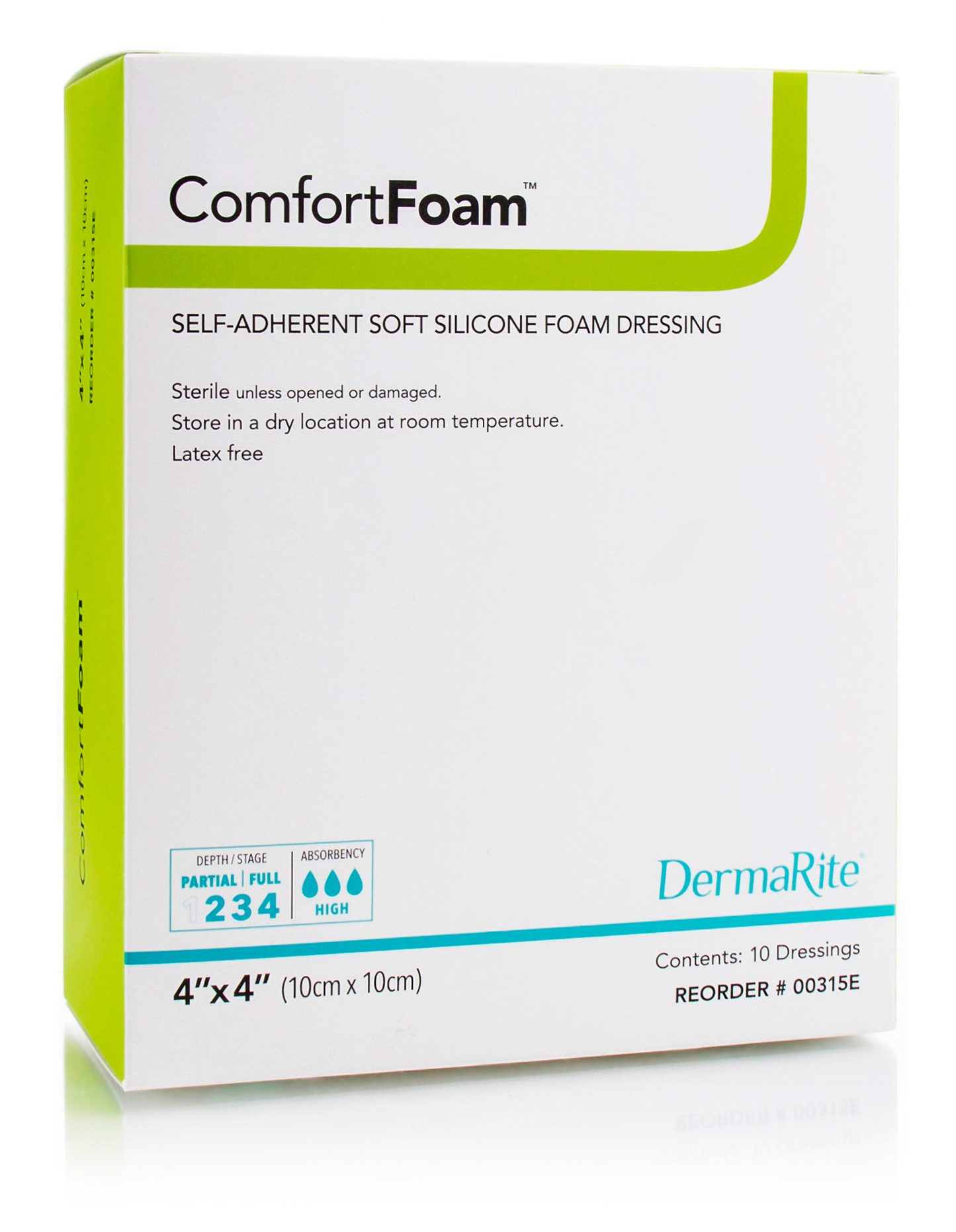 Wound Dressing with Soft Silicone Adhesive, 4" x 4", (No Border), 10/bx (Products cannot be sold on Amazon.com or any other 3rd party site) (US Only)