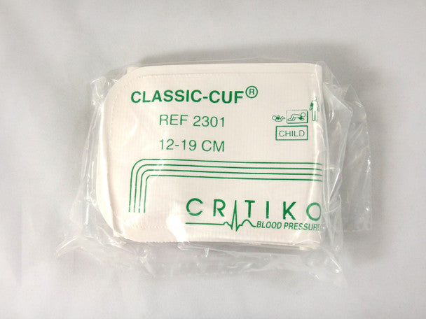 Cuff, Child, 1-Tube, Bayonet, Green/ White, 12-19cm, 20/bx (Continental US Only)