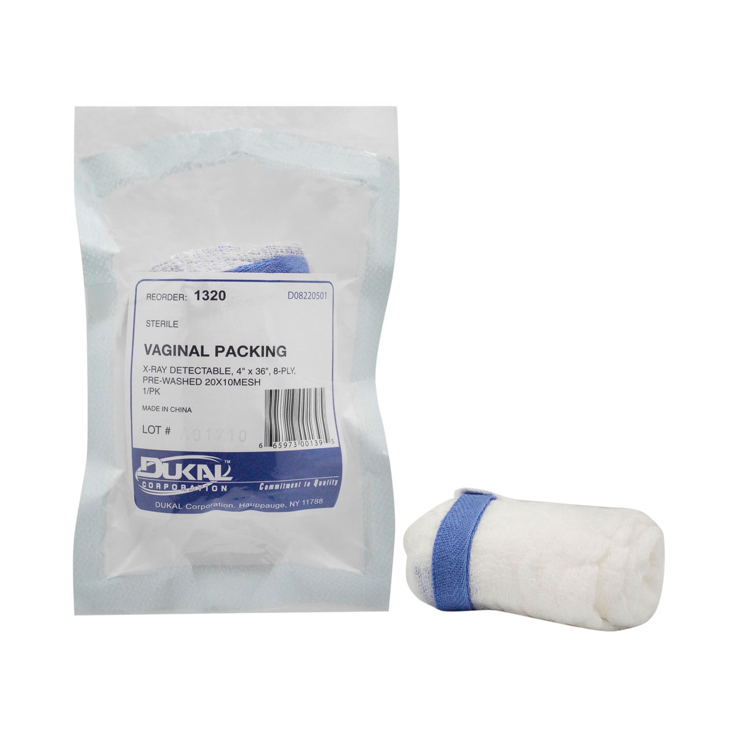 Section Sponge, Vaginal Packing, 4" x 36", Sterile 1s, 8-Ply, Prewashed, X-Ray Detectable, 2 x1 Mesh, 100/cs