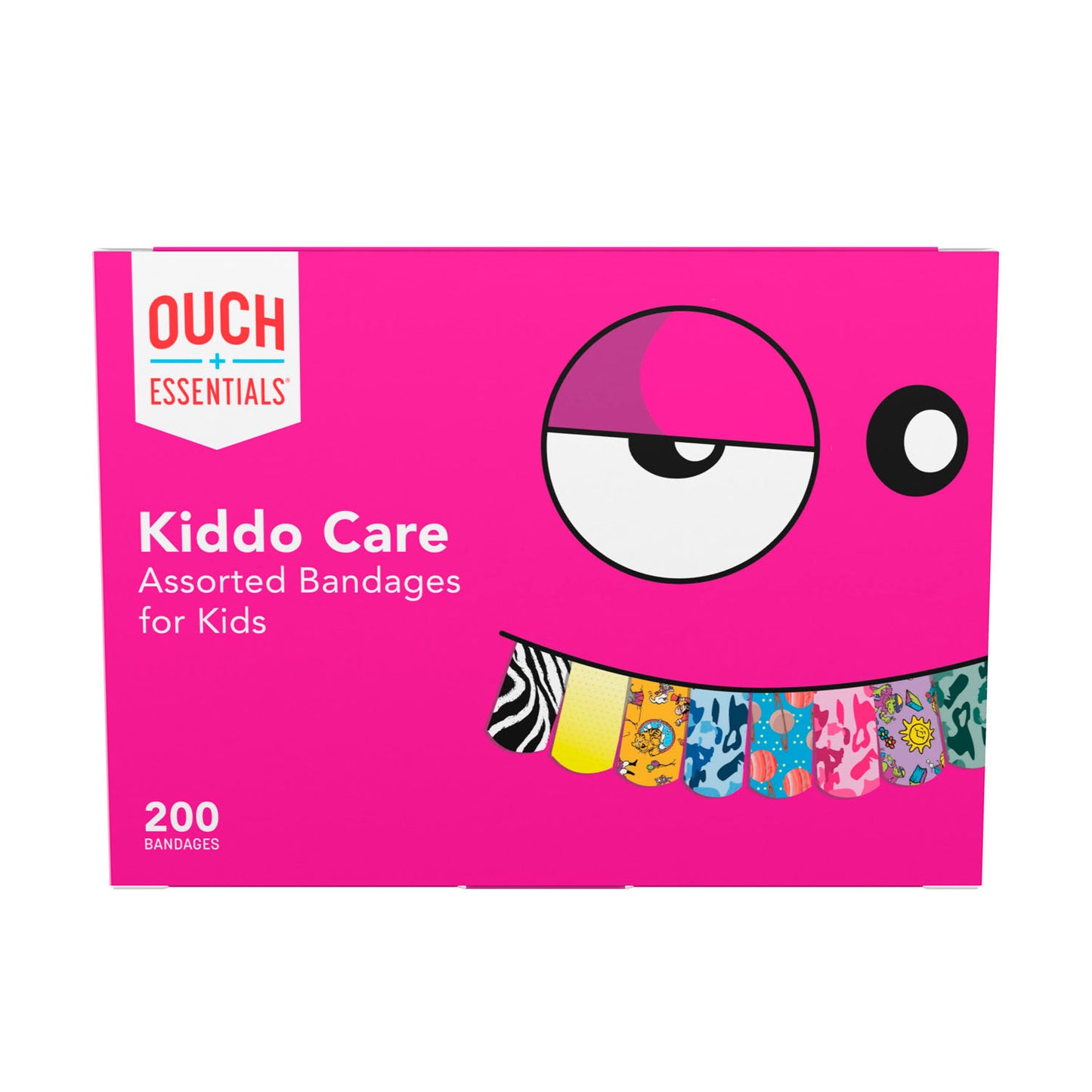 Ouch Essentials Kiddo Care Adhesive Bandage Kit, Assorted, 200/bx, 12 bx/cs