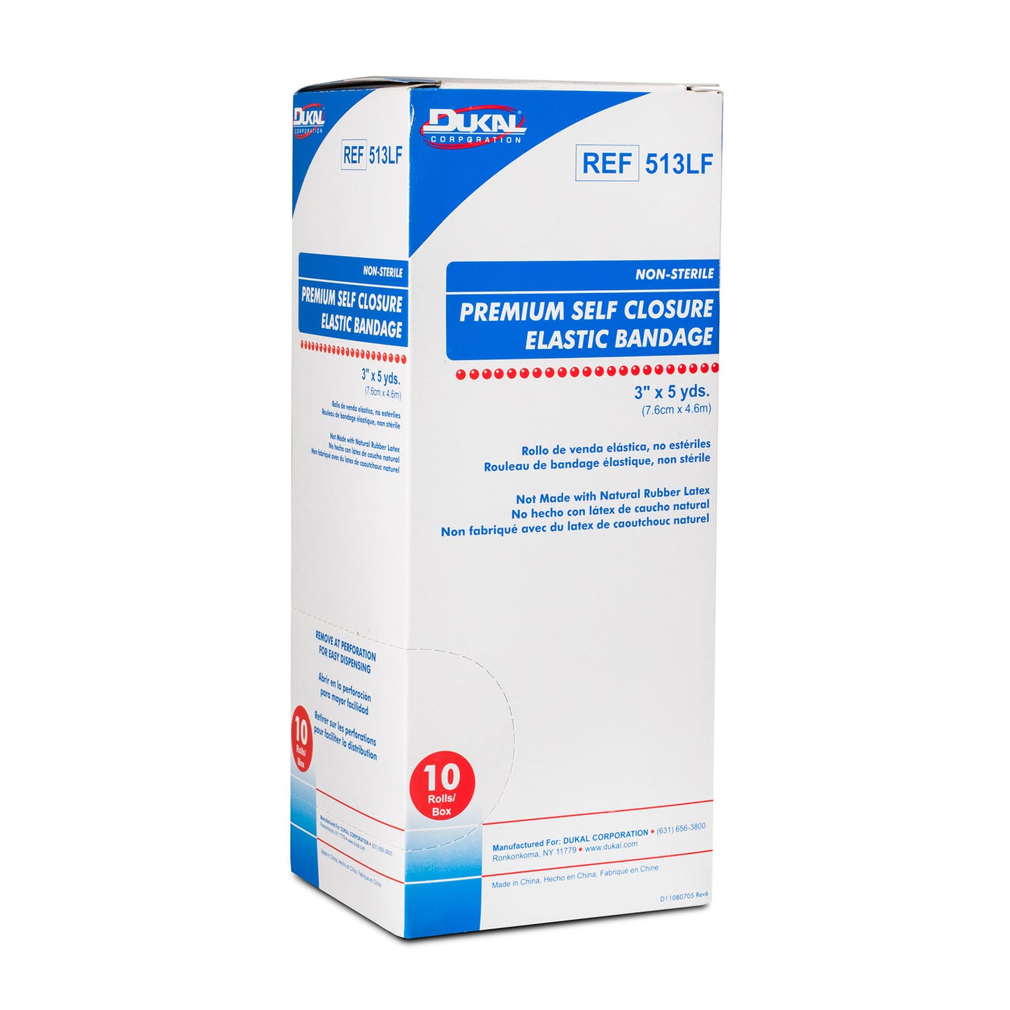 Elastic Bandage with Self Closure, 3" x 5yd, Non-Sterile, Latex Free (LF), 10/bx, 5 bx/cs