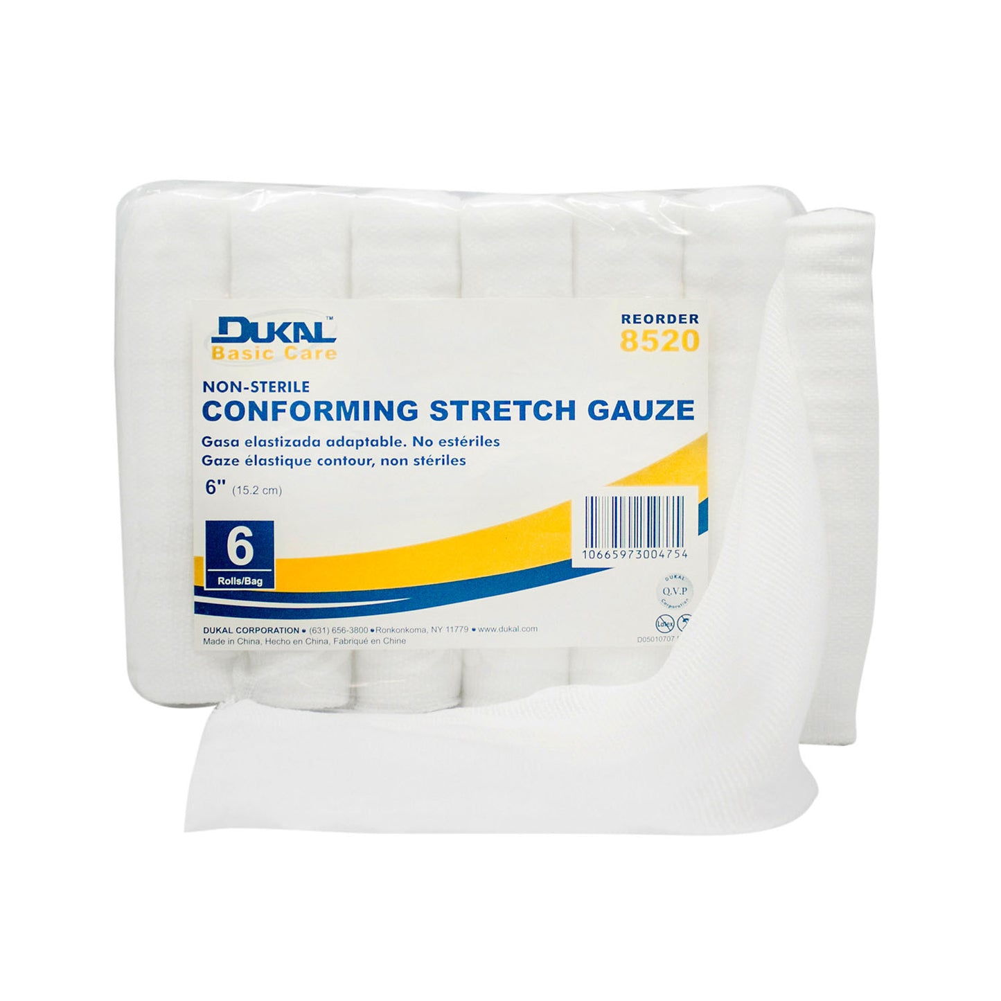 Conforming Stretch Gauze, 6" Non-Sterile, 6 rl/bg, 8 bg/cs