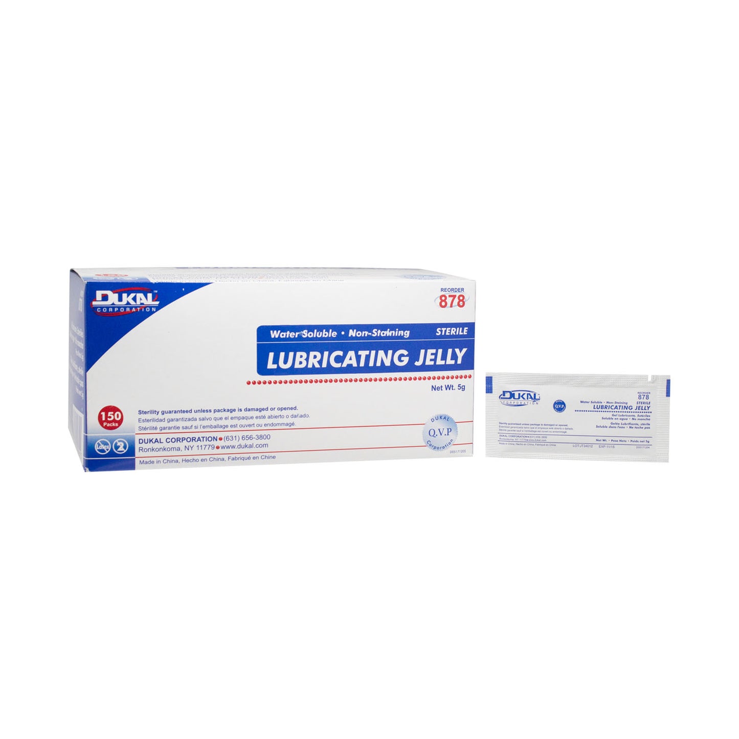 Lubricating Jelly, Foil Pack, 5gm, Sterile, 150/bx, 10 bx/cs