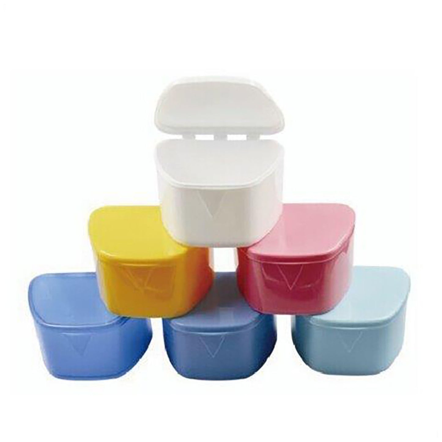Denture Boxes, 3-3/4" x 3" x 2-3/8", Assorted Colors, 12/bg