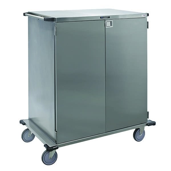 Stainless Steel 43-1/2"W X 29"D X 40"H External & 34"W X 25"D X 29-1/4"H Internal Closed Case Cart W/Perforated Stainless Steel Shelving; Two Doors & One Compartment W/31-3/8" Shelf Width; Two 5" St&ard Casters W/Swivel Brake; Built To Sterile Guard Specifications; Welded Construction, Exterior Push H&les, Sealed Doors, Positive Lock Door Latches & One Piece Continuous Wrap-Around Channel W/One-Piece Shell; Cross-Broke Floor Is Angled To The Middle W/Small Holes